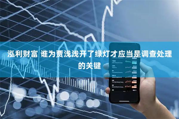 泓利财富 谁为贾浅浅开了绿灯才应当是调查处理的关键